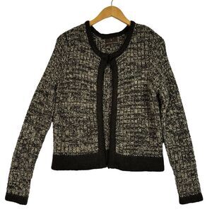 Fenn‎ Wright Manson Wool Blend Cardigan Sweater Brown Marled Textured Knit XL